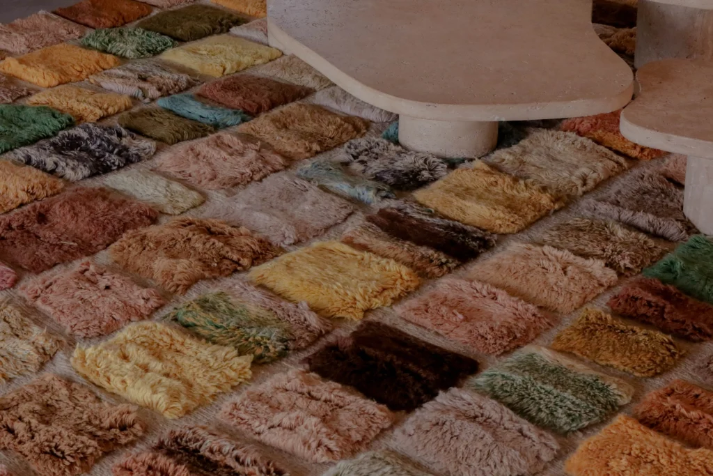 Indoor setting with custom knotted rug