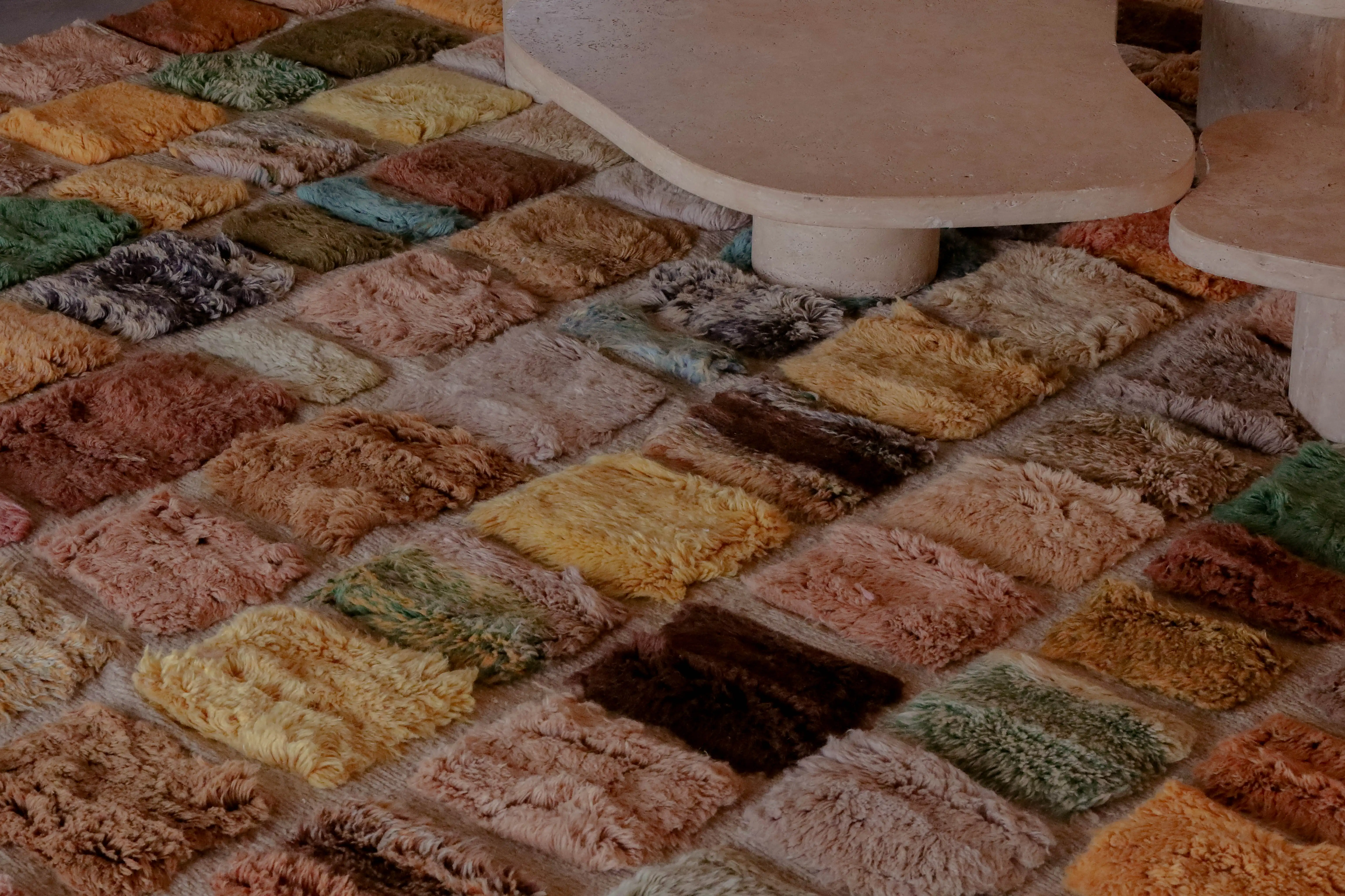 Indoor setting with custom knotted rug